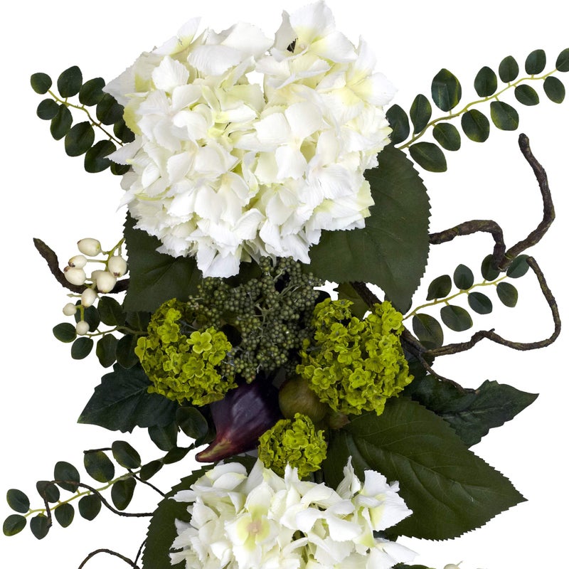 Nearly Natural 28in. Hydrangea Teardrop, White - Image 2
